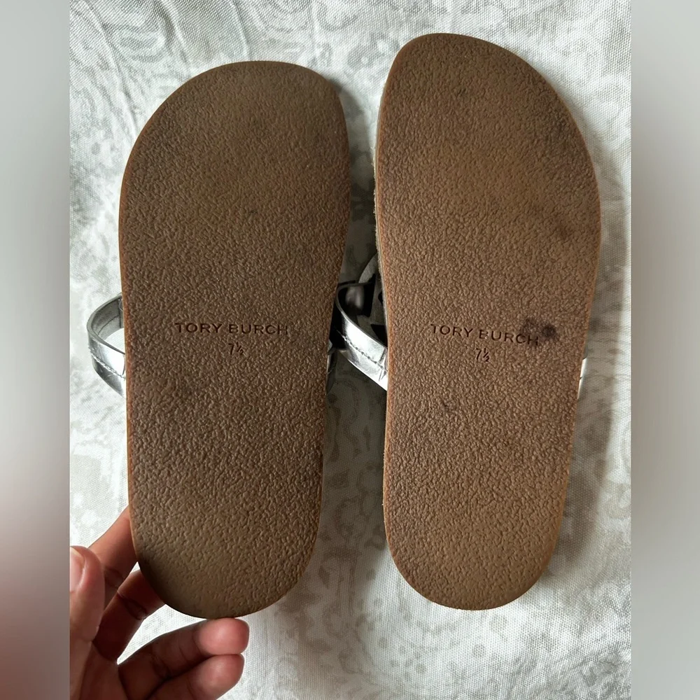 Tory Burch Silver and Brown Sandals